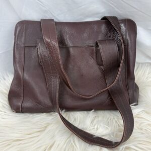 Vintage American Angel Shoulder Bag Burgundy‎ Brown Genuine Leather Multi Pocket